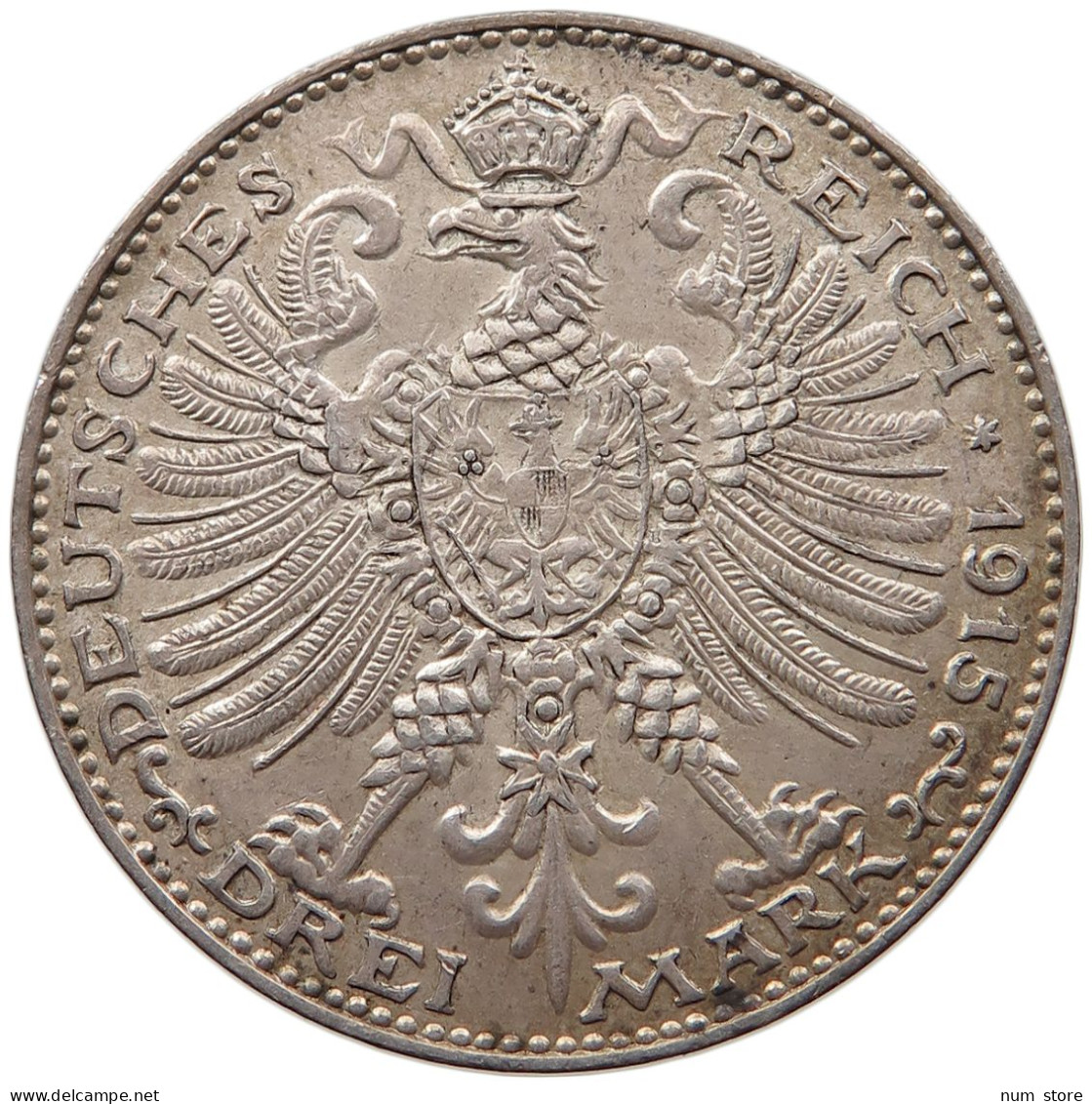 SACHSEN WEIMAR EISENACH 3 MARK 1915  Wilhelm Ernst 1901-1918. #t029 0049 - 2, 3 & 5 Mark Plata