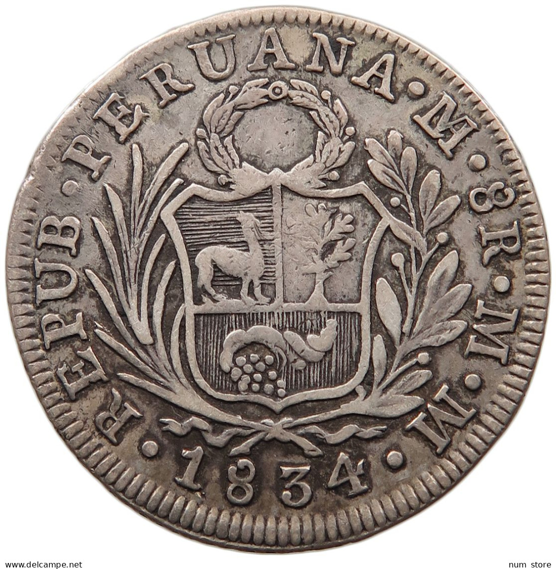 PERU 8 REALES 1834 MM  #t029 0017 - Peru