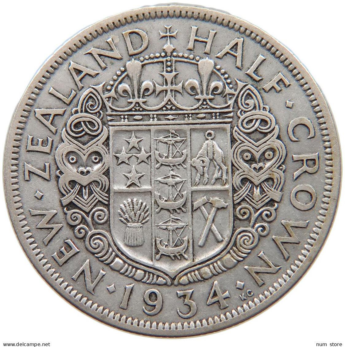 NEW ZEALAND 1/2 HALF CROWN 1934 George V. (1910-1936) #t023 0303 - Nueva Zelanda