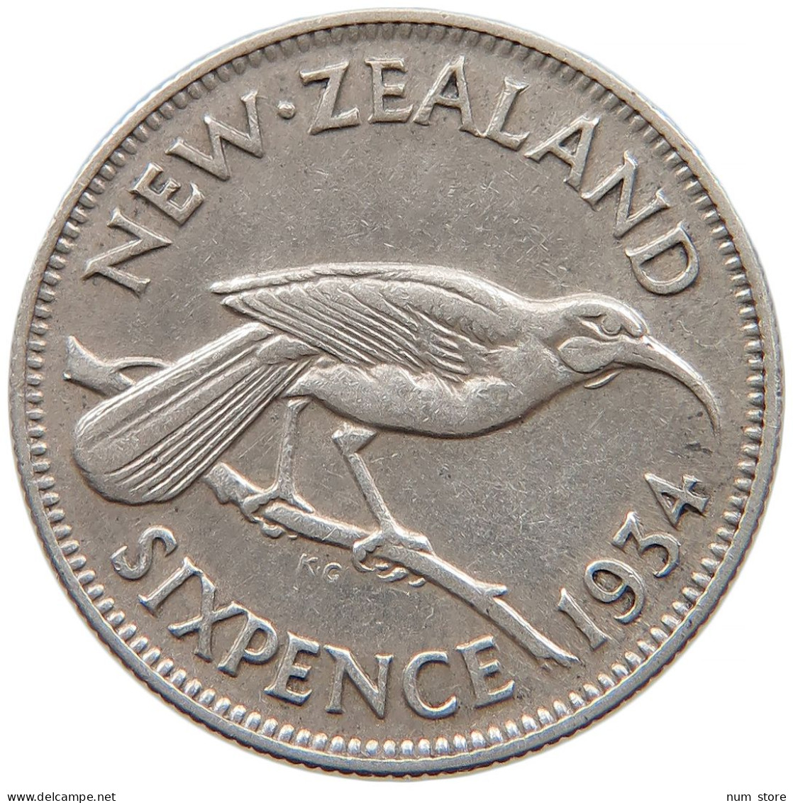 NEW ZEALAND SIXPENCE 1934 George V. (1910-1936) #t022 0609 - Nieuw-Zeeland