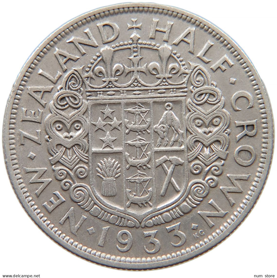NEW ZEALAND 1/2 CROWN 1933 George V. (1910-1936) #t025 0161 - New Zealand