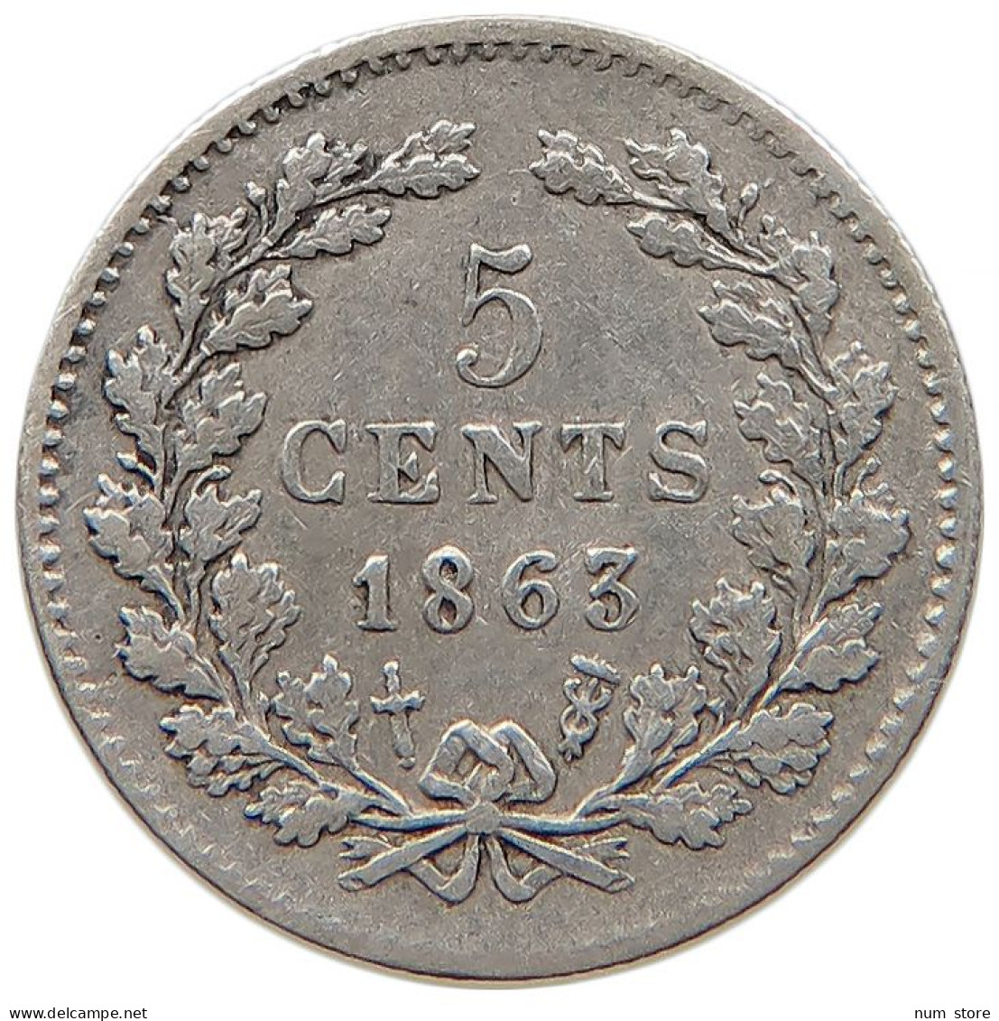 NETHERLANDS 5 CENTS 1863 Willem III. 1849-1890 #t022 0389 - 1849-1890 : Willem III