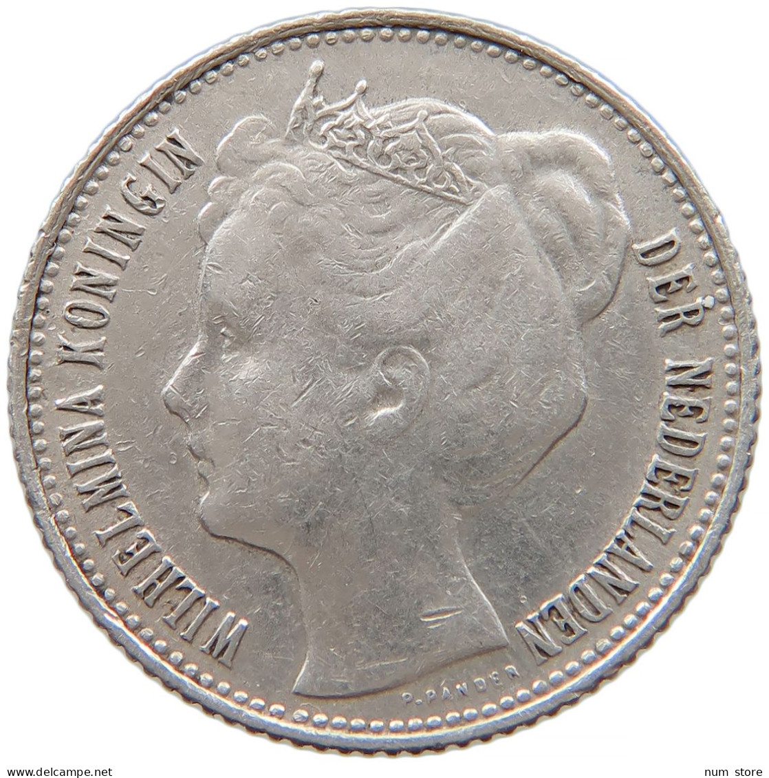 NETHERLANDS 1/2 GULDEN 1908 Wilhelmina 1890-1948 #t022 0723 - 1/2 Florín Holandés (Gulden)