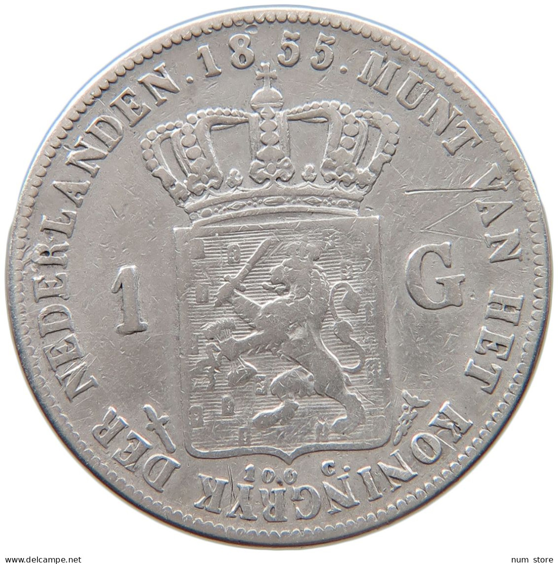 NETHERLANDS GULDEN 1855 Willem III. 1849-1890 #t027 0163 - 1849-1890 : Willem III