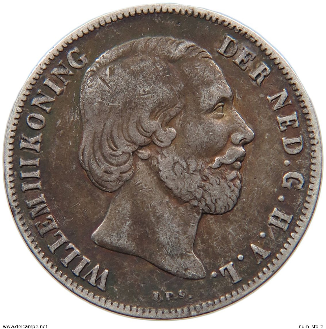 NETHERLANDS GULDEN 1858 Willem III. 1849-1890 #t027 0159 - 1849-1890: Willem III.