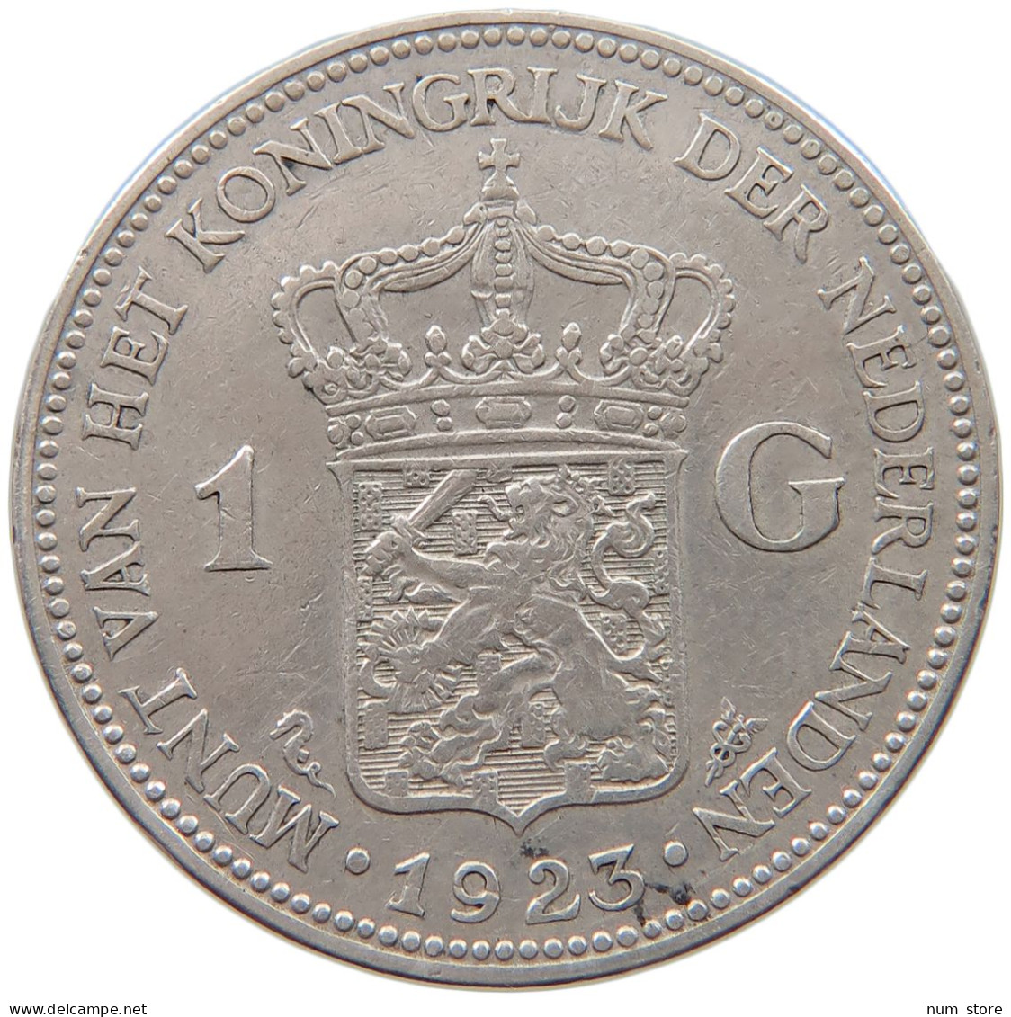 NETHERLANDS GULDEN 1923 Wilhelmina 1890-1948 #t027 0179 - 1 Florín Holandés (Gulden)