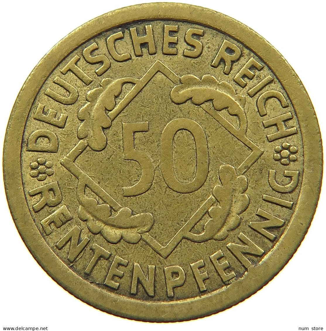 WEIMARER REPUBLIK 50 RENTENPFENNIG 1923 A  #t029 0205 - 50 Renten- & 50 Reichspfennig