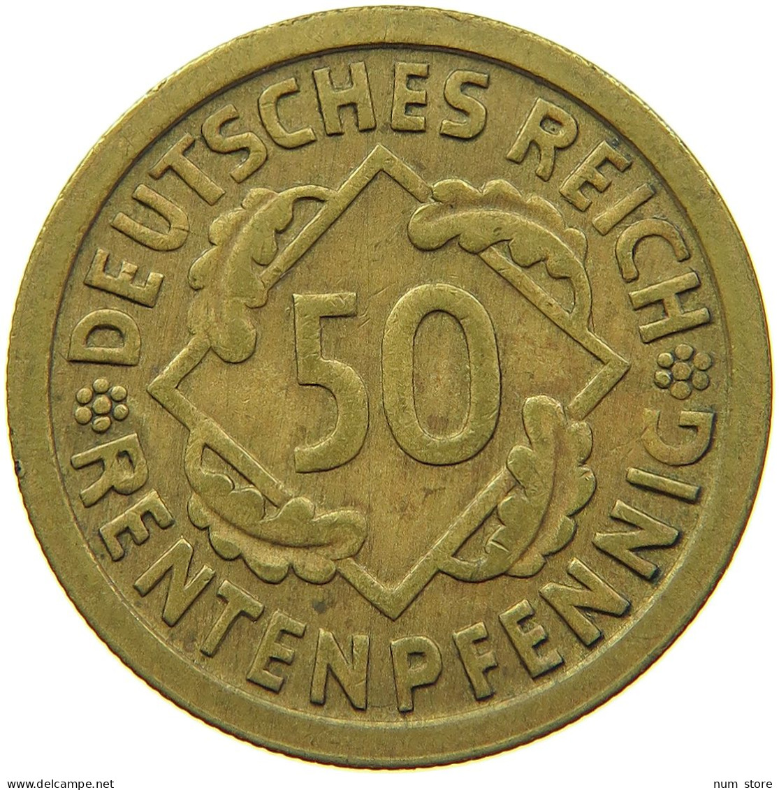 WEIMARER REPUBLIK 50 RENTENPFENNIG 1923 D  #t029 0213 - 50 Rentenpfennig & 50 Reichspfennig