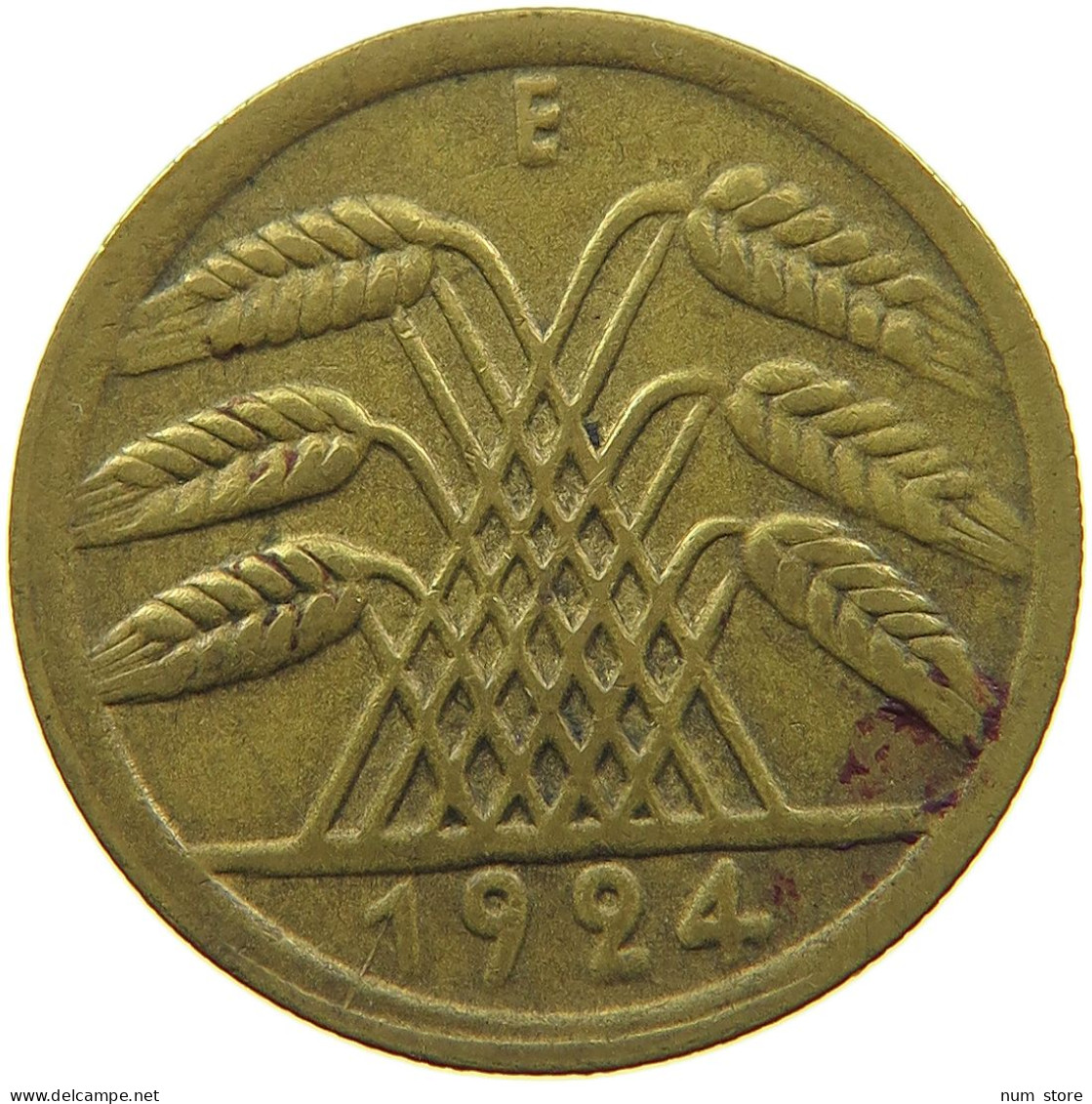WEIMARER REPUBLIK 50 RENTENPFENNIG 1924 E  DEZENTRIERT REVERSE #t029 0223 - 50 Rentenpfennig & 50 Reichspfennig