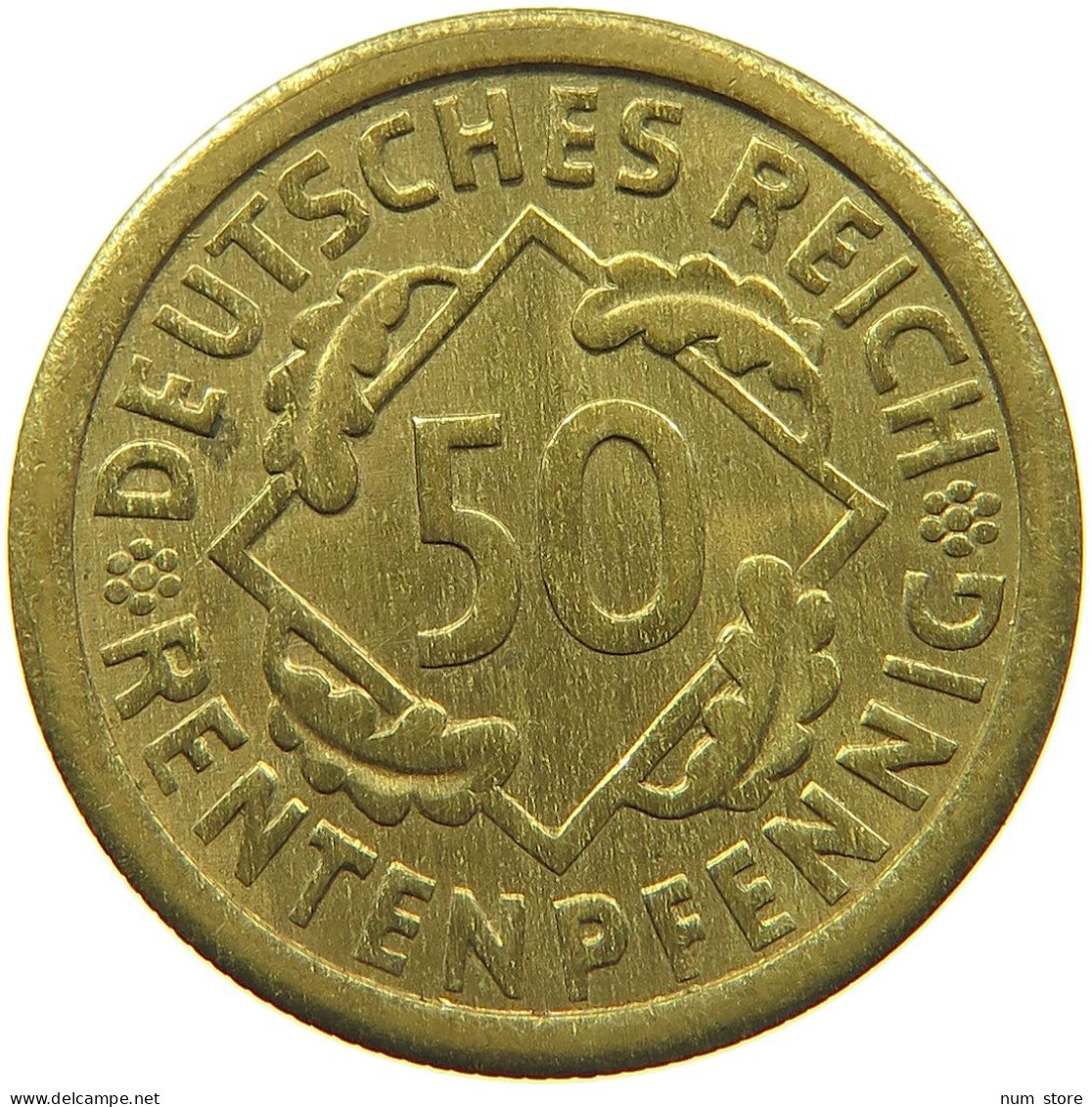 WEIMARER REPUBLIK 50 RENTENPFENNIG 1923 F  #t029 0217 - 50 Rentenpfennig & 50 Reichspfennig