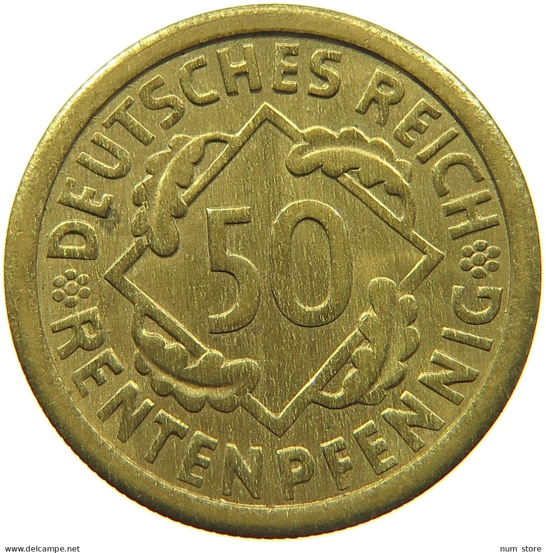 WEIMARER REPUBLIK 50 RENTENPFENNIG 1923 F  #t029 0217 - 50 Renten- & 50 Reichspfennig