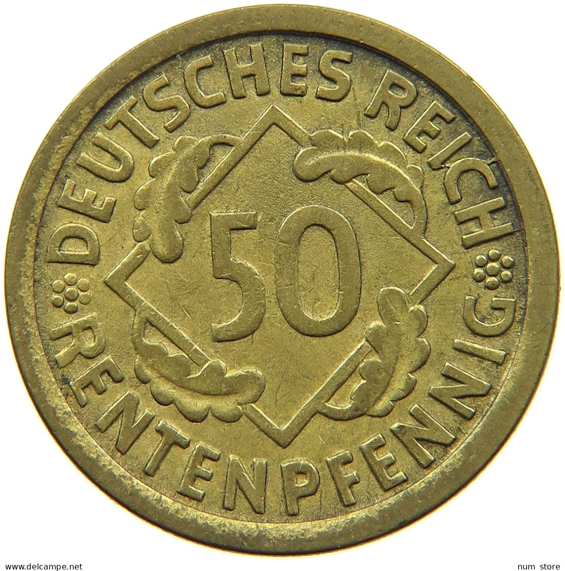 WEIMARER REPUBLIK 50 RENTENPFENNIG 1924 J  #t029 0207 - 50 Rentenpfennig & 50 Reichspfennig