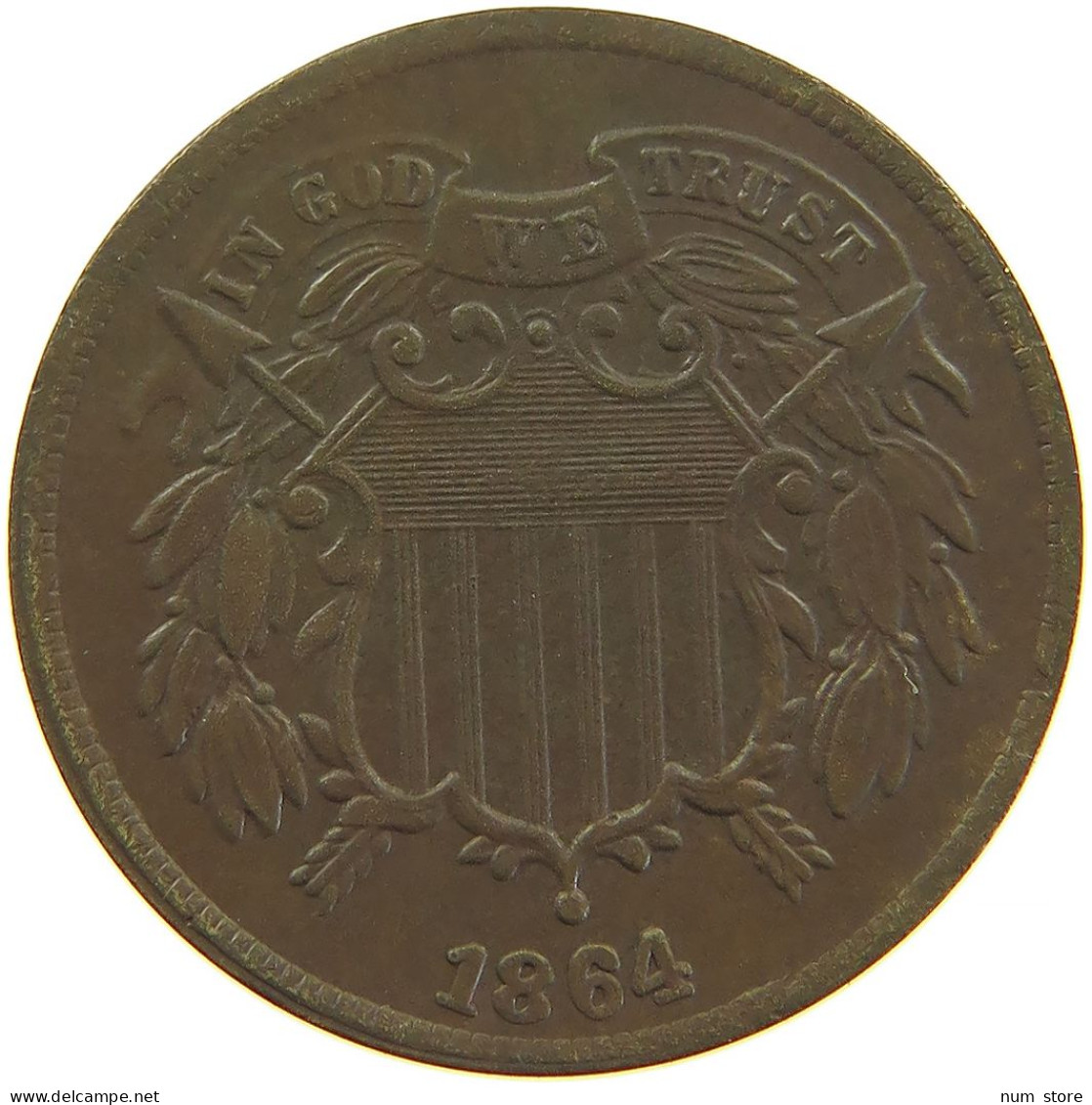 UNITED STATES OF AMERICA 2 CENTS 1864  #t024 0155 - 2, 3 & 20 Cents