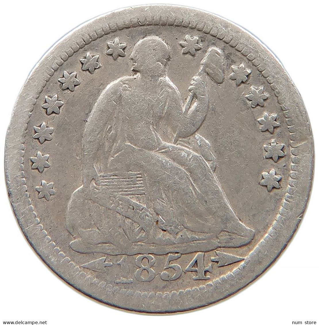 UNITED STATES OF AMERICA HALF DIME 1854 O SEATED LIBERTY #t022 0441 - Medios  Dimes