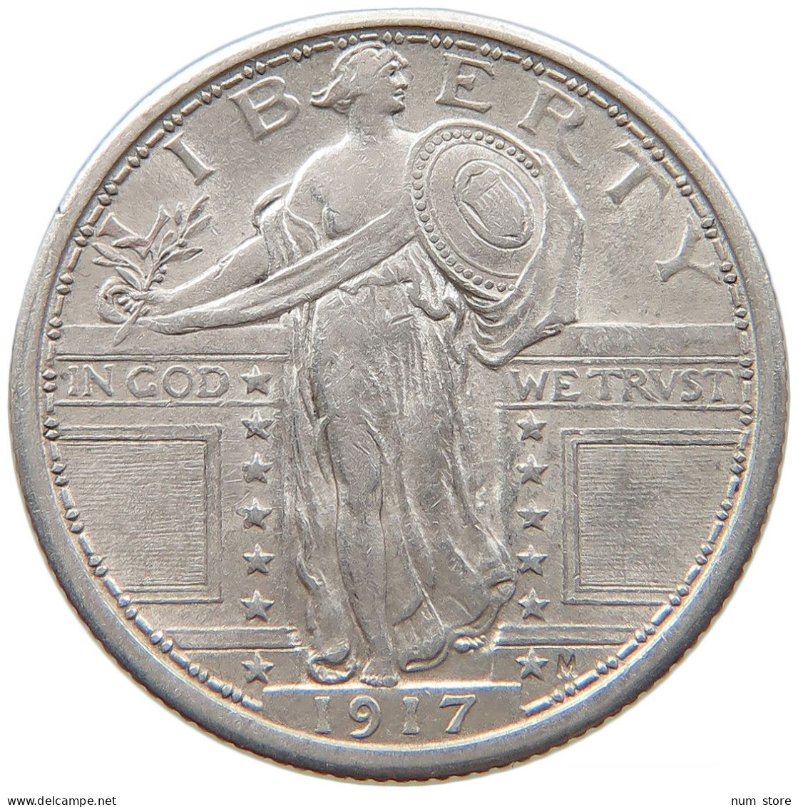 UNITED STATES OF AMERICA QUARTER 1917 STANDING LIBERTY #t022 0763 - 1916-1930: Standing Liberty (Liberté Debout)