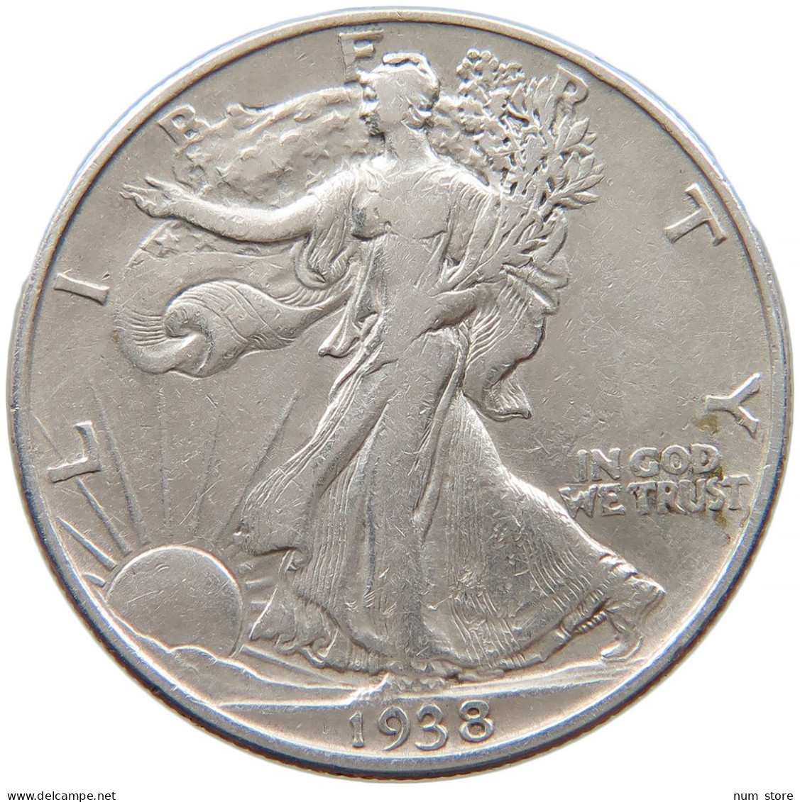 UNITED STATES OF AMERICA HALF 1/2 DOLLAR 1938 WALKING LIBERTY #t025 0111 - 1916-1947: Liberty Walking
