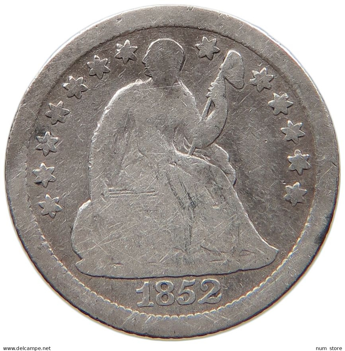 UNITED STATES OF AMERICA HALF DIME 1852 O SEATED LIBERTY #t027 0105 - Half Dimes (Demi Dimes)