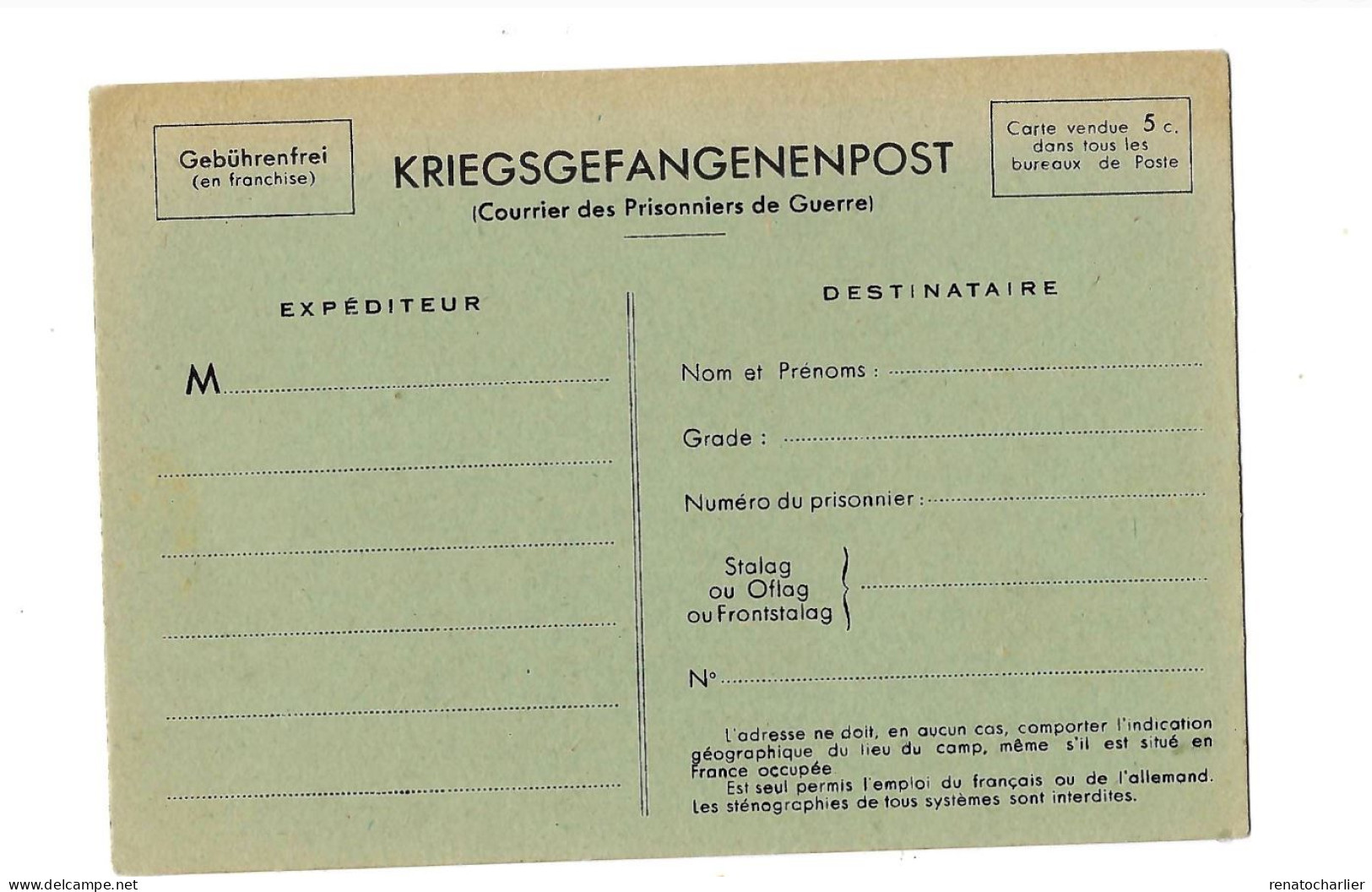 Kriegsgefangenenpost. - Courriers De Prisonniers