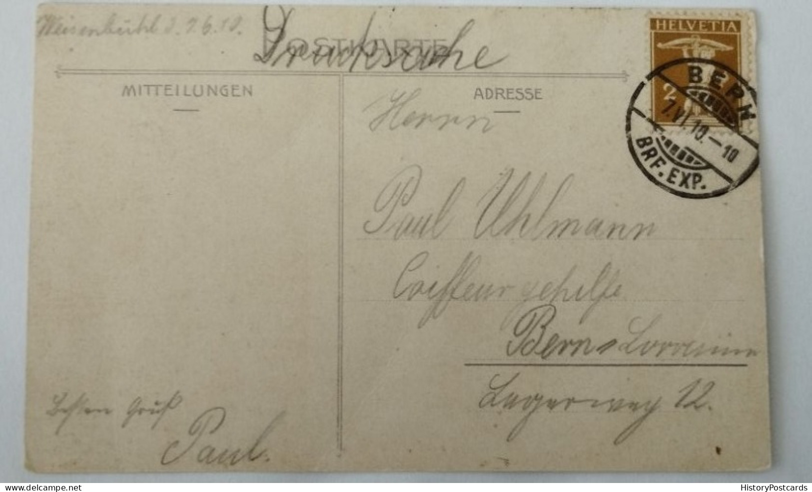 Interlaken BE, Gesamtansicht, Litho, 1910 - Interlaken