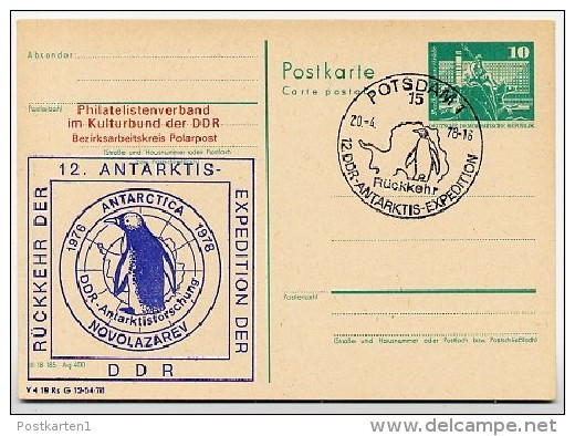 DDR P79-7b-78 C58-b Postkarte PRIVATER ZUDRUCK Antarktis-Expedition Pinguin Sost. 1978 - Cartoline Private - Usati