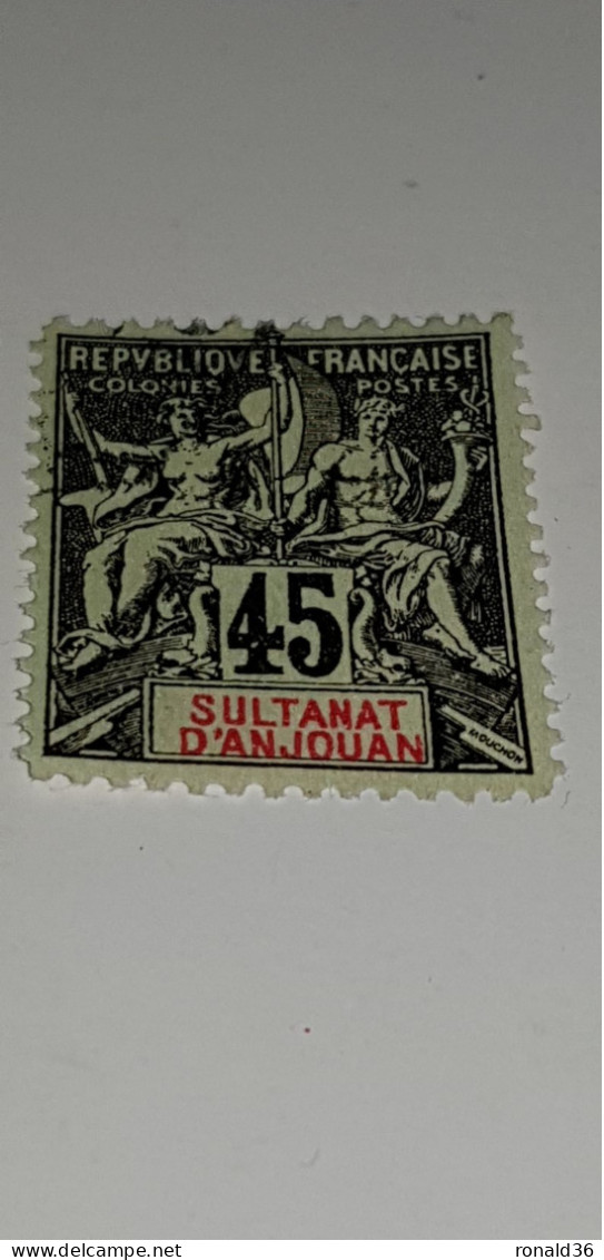 ANJOUAN SULTANAT N°18 45 C Type Sage FRANCE Timbre Francais Ex Colonie Française Protectorat - Oblitérés