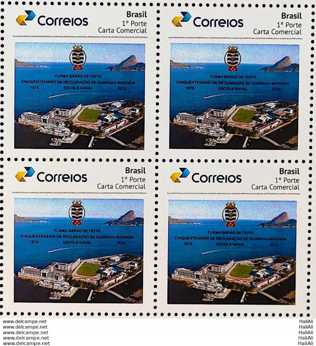 PB 187 Brazil Personalized Stamp Submarine Base Barao De Teffe Navy Military 2020 Block Of 4 - Personalisiert