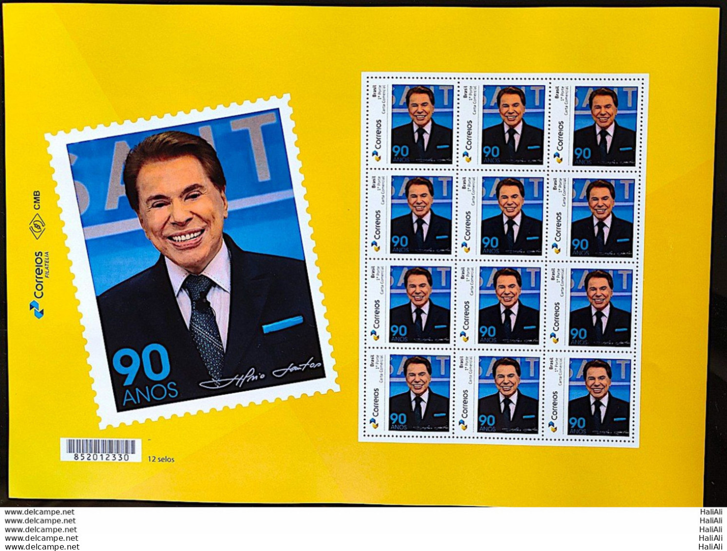 PB 186 Brazil Personalized Stamp Silvio Santos SBT Television TV Communication 2020 Sheet G - Personnalisés