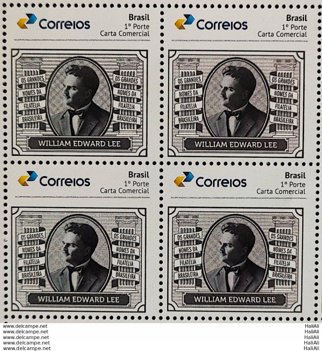PB 183 Brazil Personalized Stamp Great Names Of Brazilian Philately William Edward Lee 2020 Block Of 4 - Gepersonaliseerde Postzegels