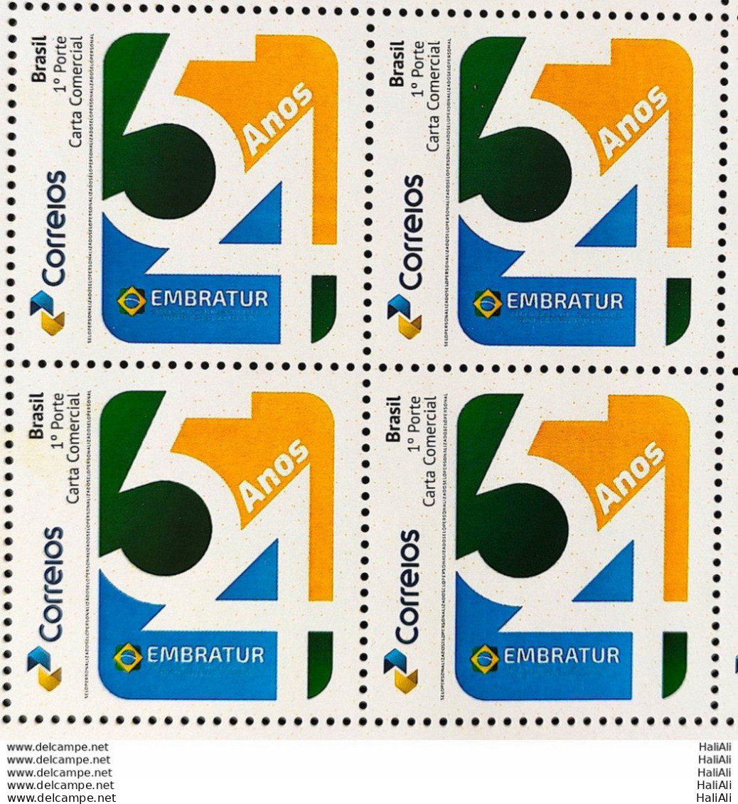 PB 181 Brazil Personalized Stamp Embratur Tourism 2020 Block Of 4 - Personnalisés