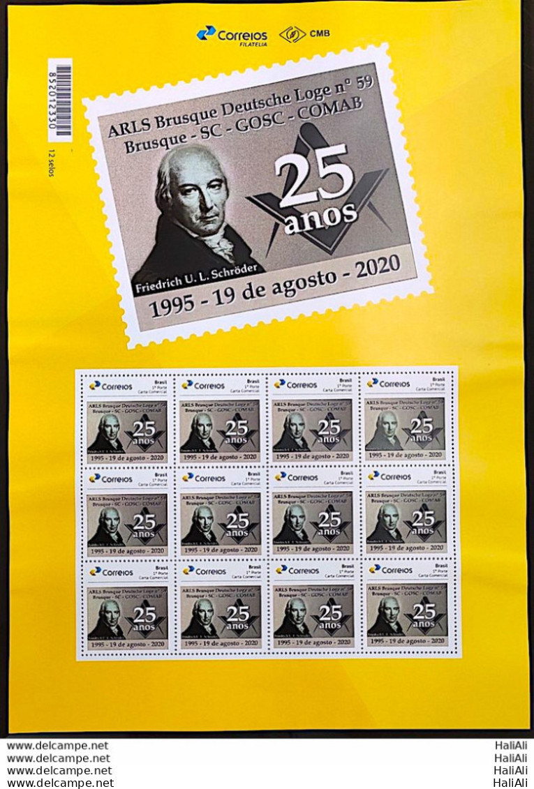 PB 173 Brazil Personalized Stamp ARLS Deutsche Loge Brusque SC 2020 Sheet G - Personalisiert