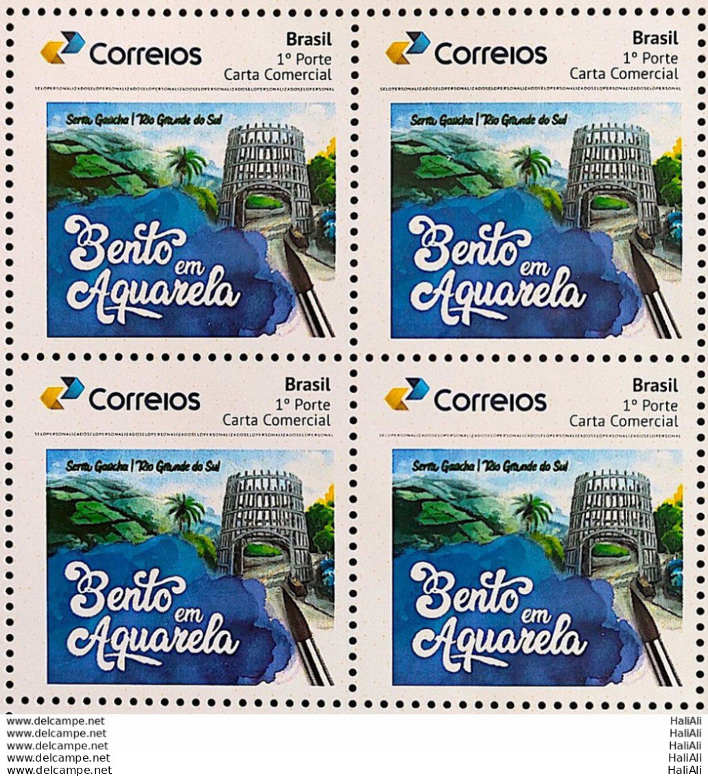 PB 169 Brazil Personalized Stamp Bento In Watercolor Serra Gaucha 2020 Block Of 4 - Personnalisés
