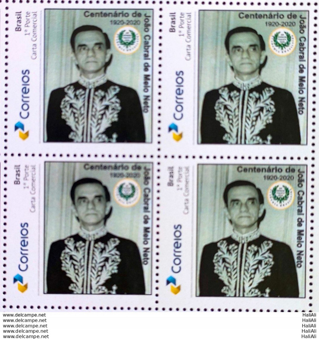 PB 161 Brazil Personalized Stamp Writer Joaao Cabral De Melo Neto Literature 2020 Block Of 4 - Personalisiert