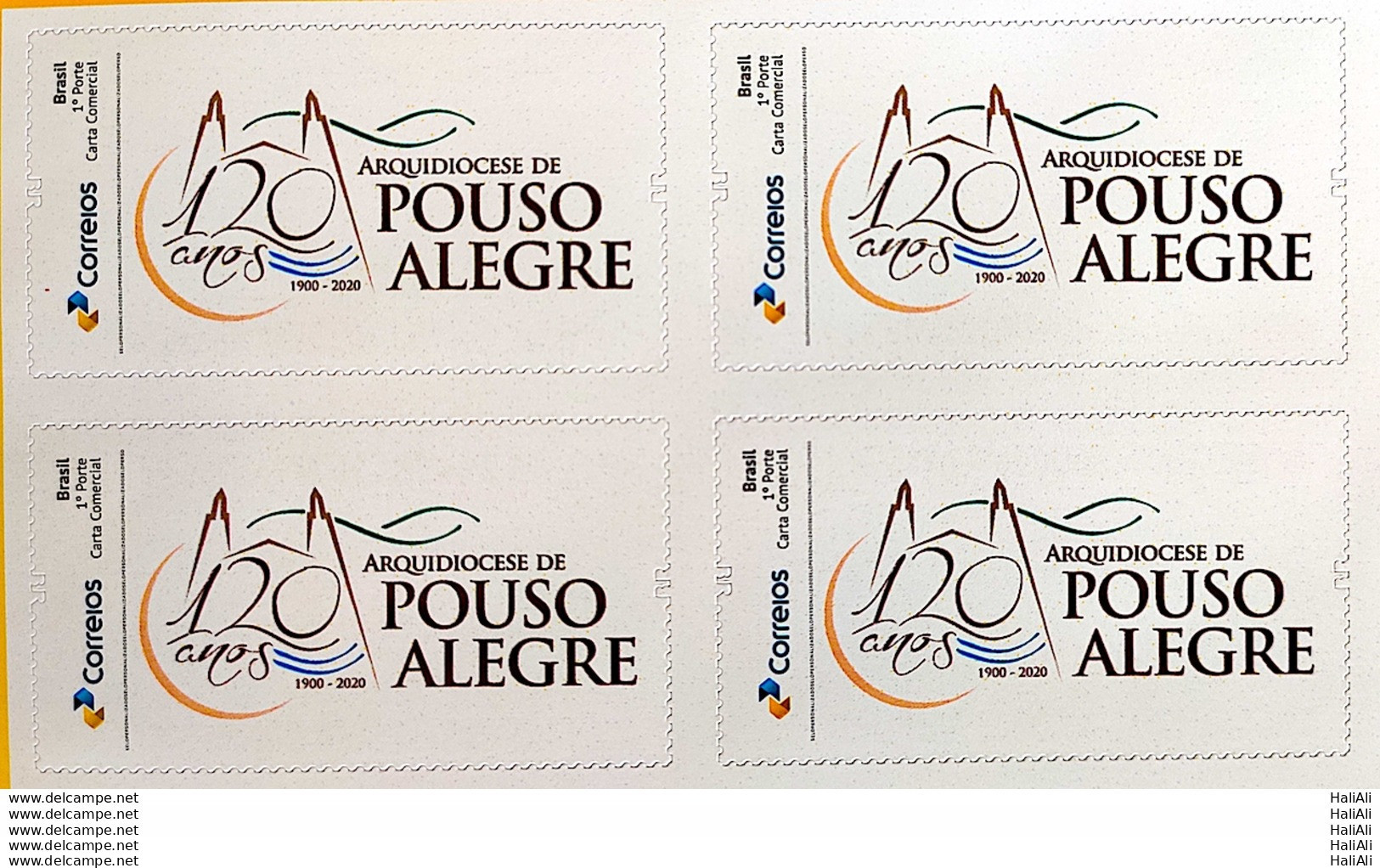 PB 155 Brazil Personalized Stamp Archdiocese Pouso Alegre Religion 2020 Block Of 4 - Personalisiert