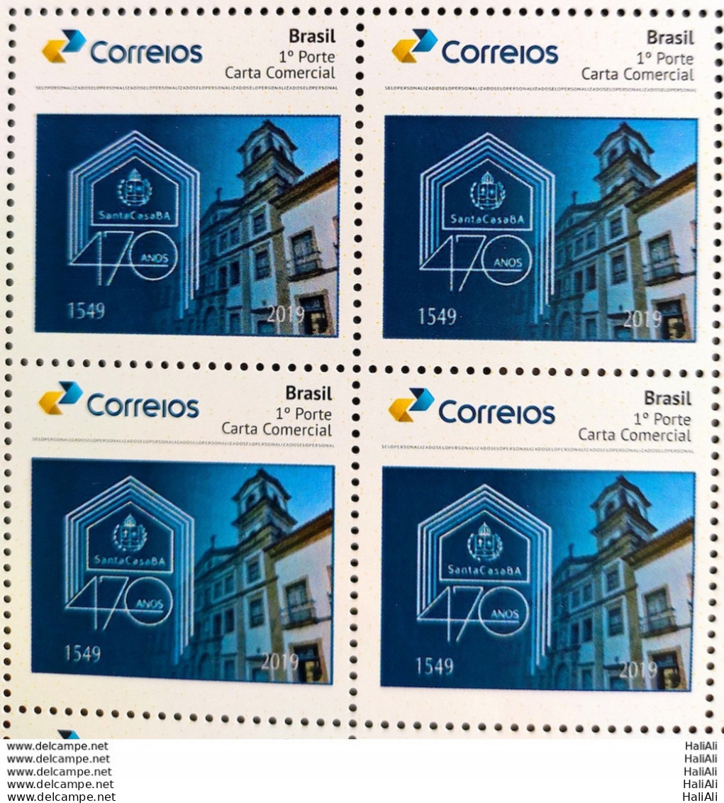 PB 147 Brazil Personalized Stamp 470 Years Santa Casa Da Bahia Health Religion 2020 Block Of 4 - Personnalisés