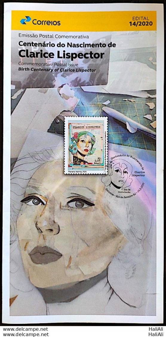 Brochure Brazil Edital 2020 14 Clarice Lispector Literature Woman Without Stamp - Covers & Documents