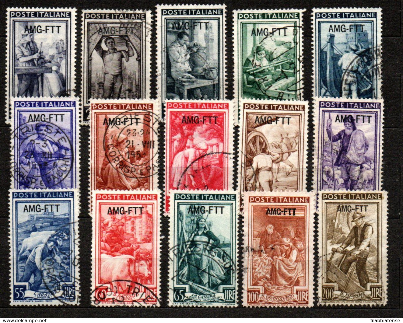 1950 - Trieste A  90/92 + 94 + 96/98 + 100/07 Italia Al Lavoro       ------- - Used