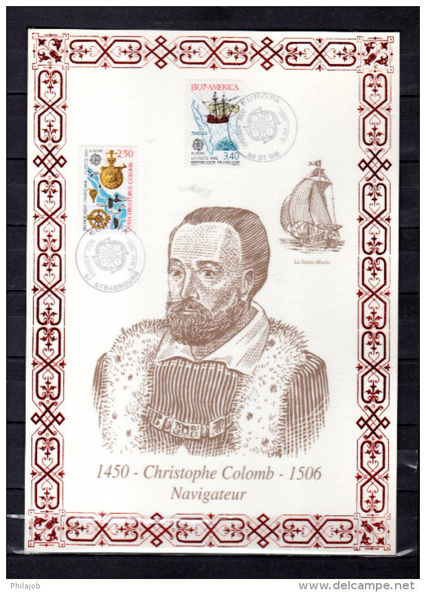 " EUROPA C. COLOMB " Sur Encart 1er Jour N°té / Soie Rare (1000) Edit° A.M.I.S N° YT 2755 56 Parf état FDC à Saisir !!! - Cristóbal Colón