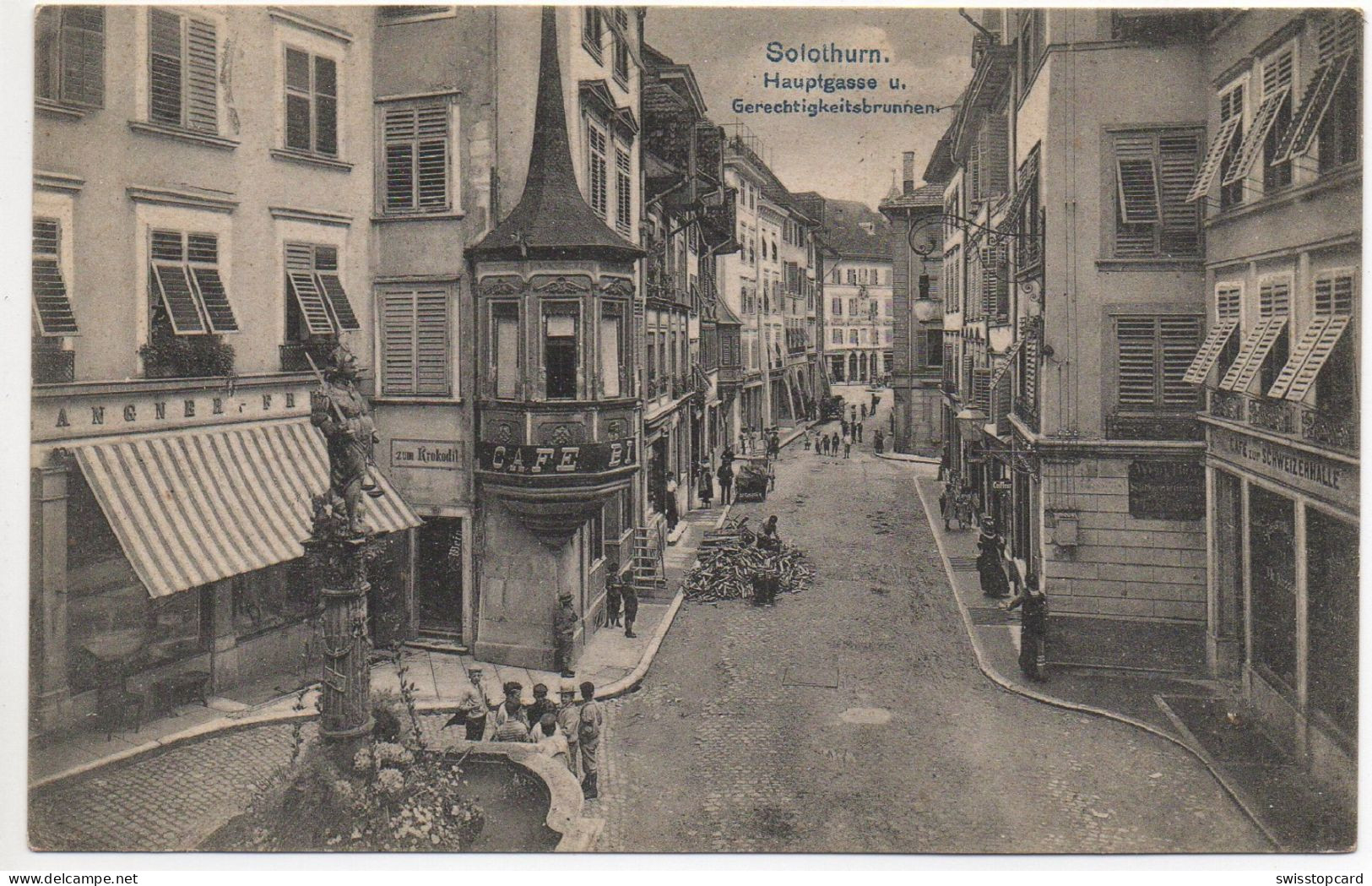 SOLOTHURN Hauptgasse U. Gerechtigkeitsbrunnen Animée Gel. 1909 N. L'Isle - Soleure