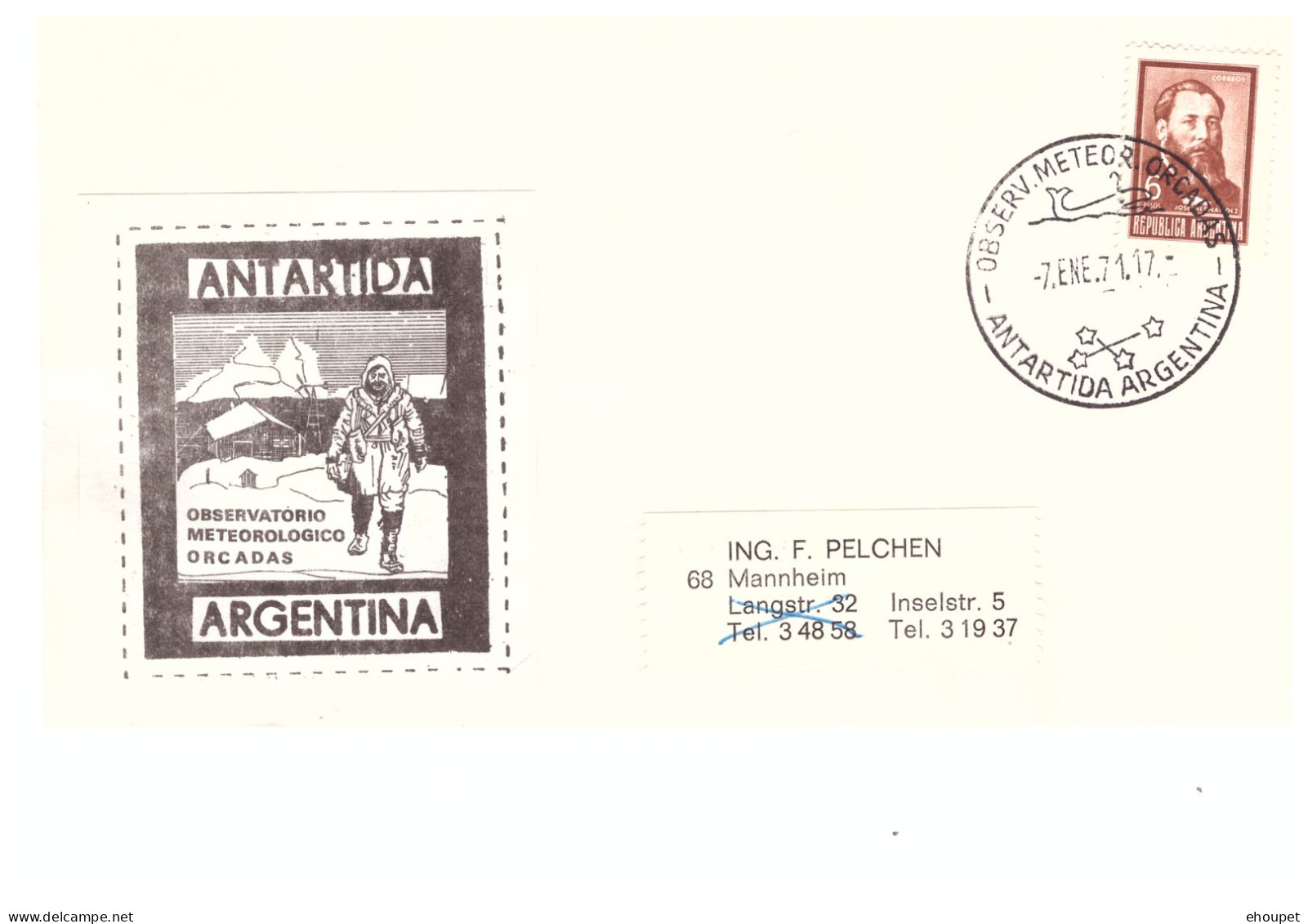 ARGENTINEOBSERVATOIRE METEO DES ORCADES  7 JANVIER 1971 - Other & Unclassified