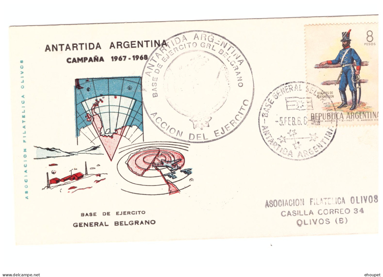 ARGENTINE  5 FEVRIER 1968 BASE GENERAL BELGRANO - Otros & Sin Clasificación