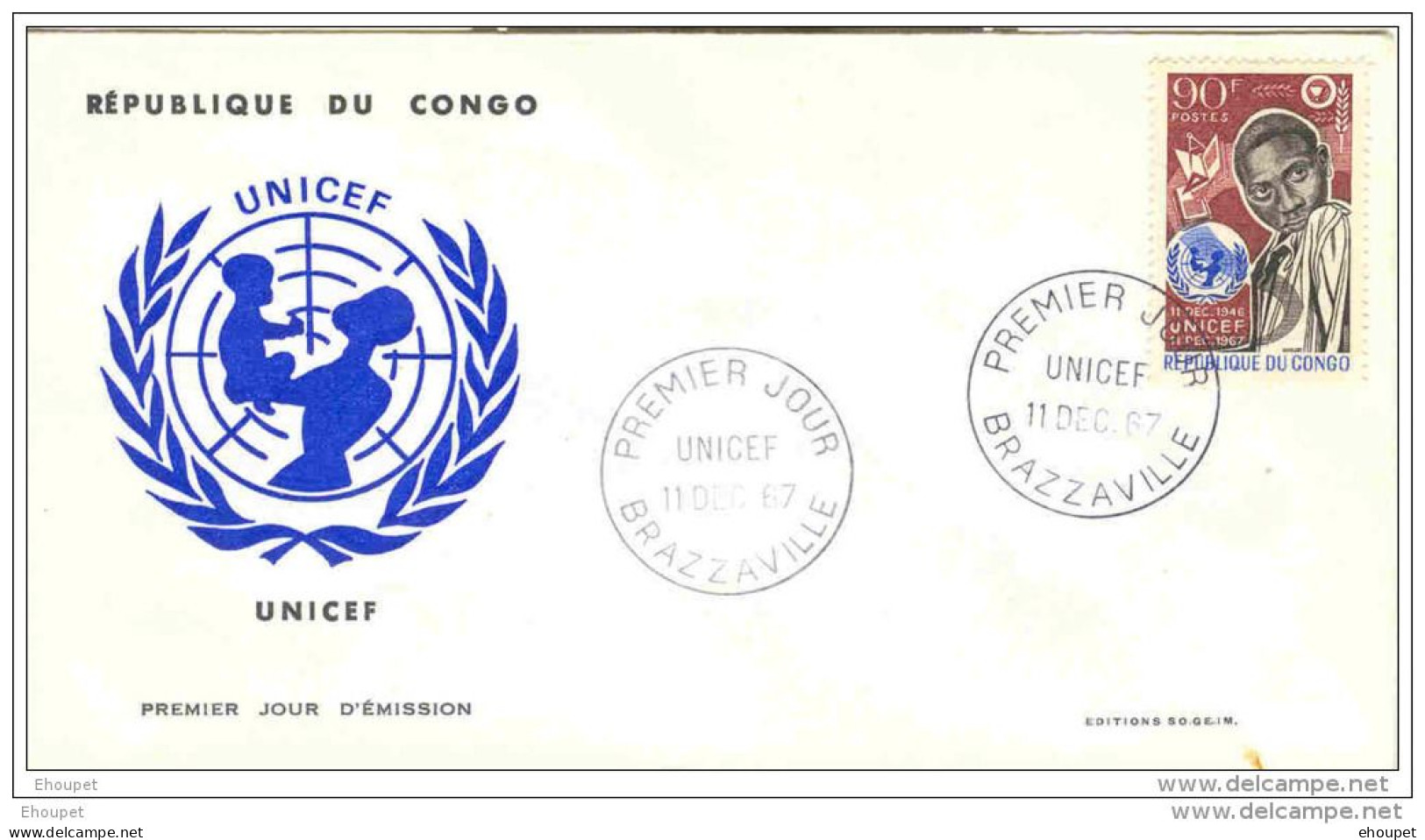 FDC 11 DECEMBRE 1967 UNICEF - FDC