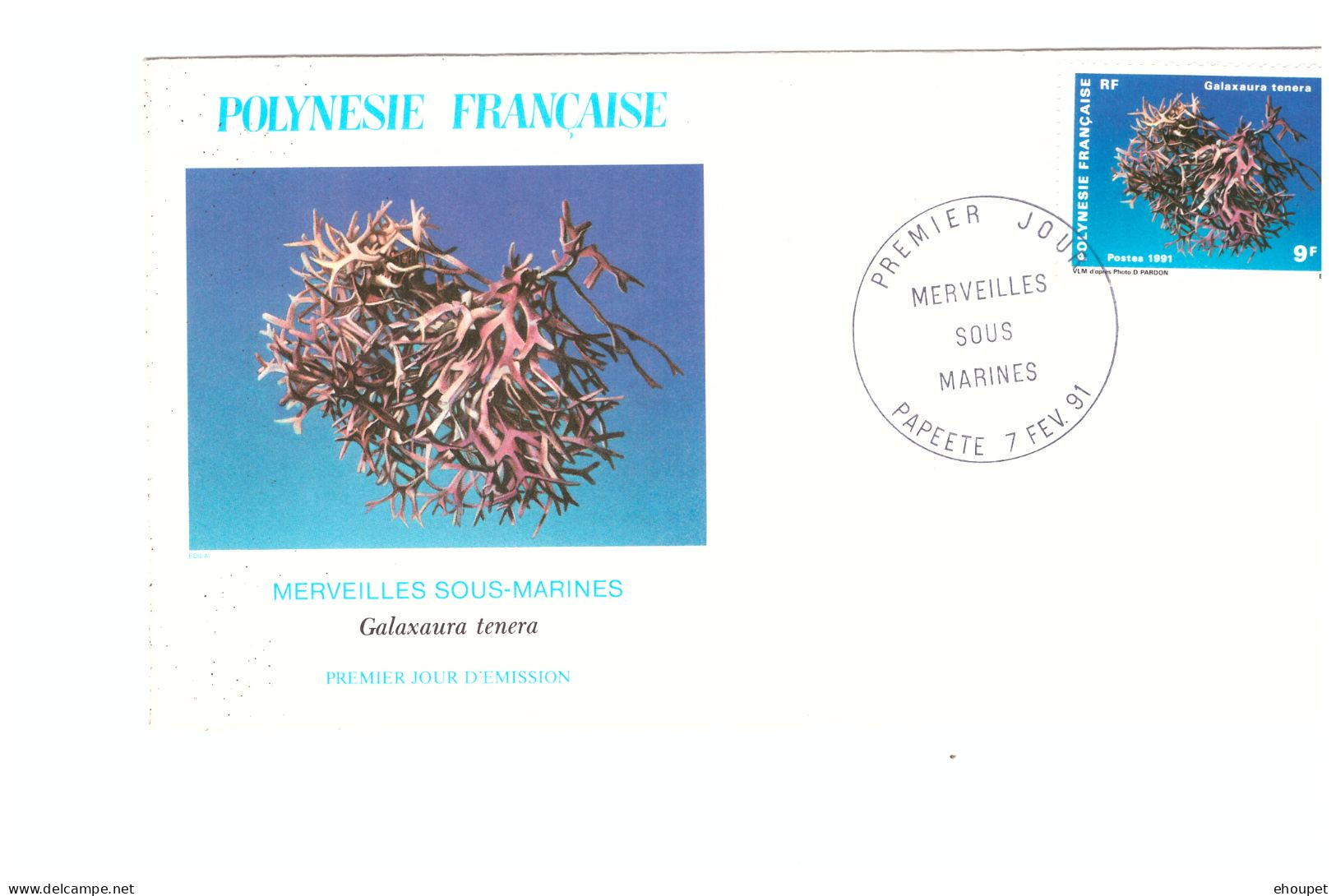 FDC 7 FEVRIER 1991 MERVEILLES SOUS MARINES - Brieven En Documenten