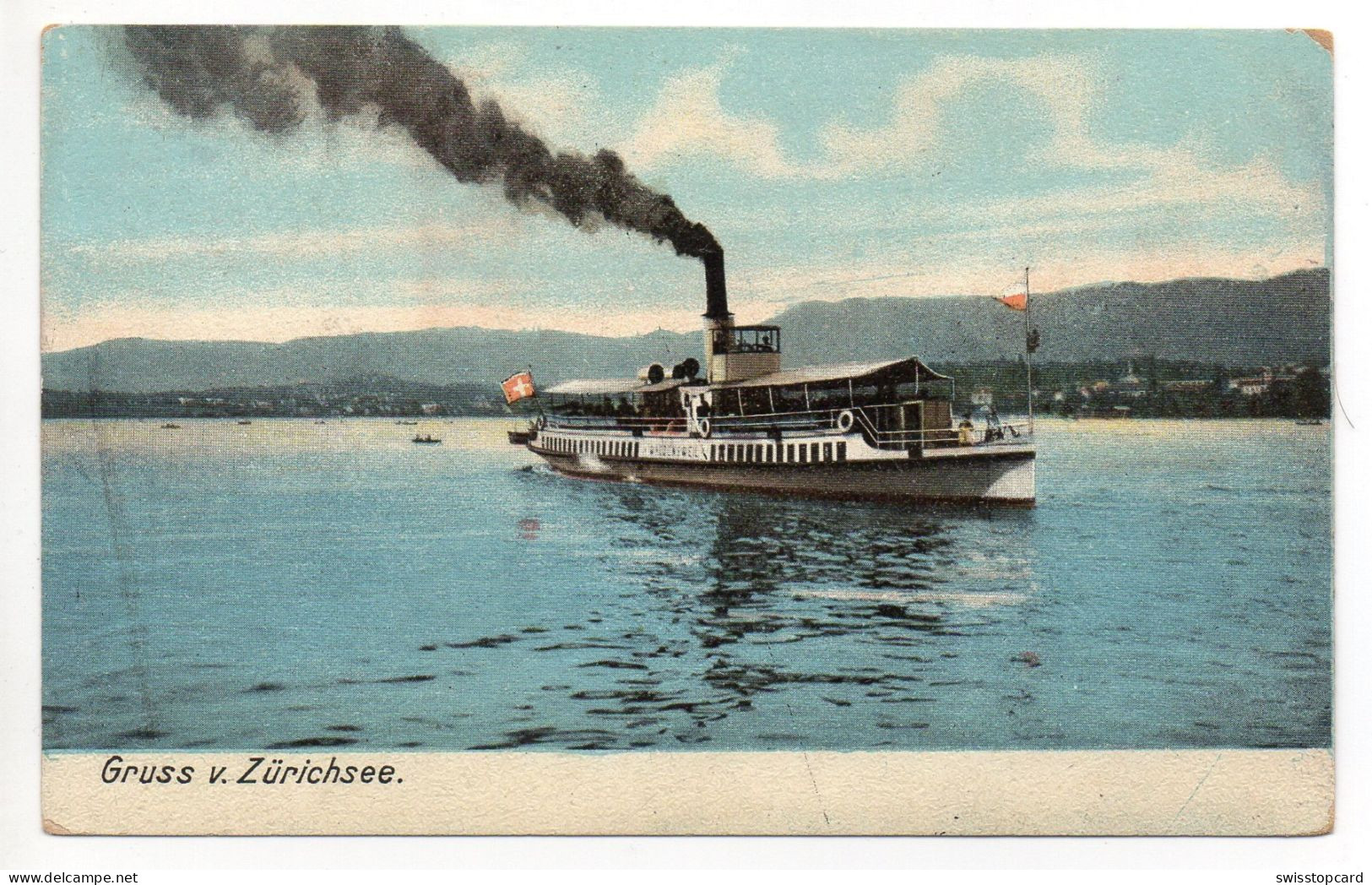 Gruss V. ZÜRICHSEE Dampfschiff Wädenswil Gel. 1908 V. Rapperswil Stempel Hotel De La Poste - Wädenswil