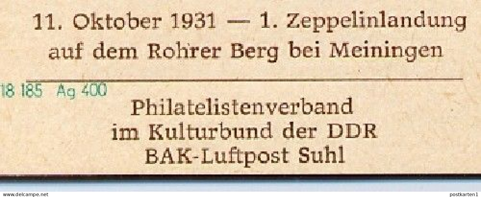 DDR P79-38c-81 C170-d Postkarte ZUDRUCK Zeppelinlandung Meiningen Typ 3 1981 - Privé Postkaarten - Ongebruikt