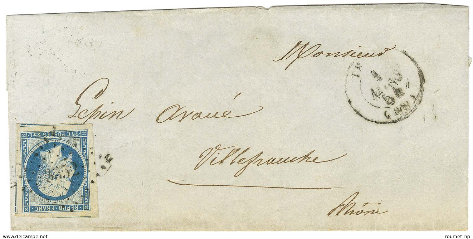 PC 3352 / N° 10 Superbes Marges Càd T 15 THIZY (68) Sur Lettre Pour Villefranche. 1854. - TB / SUP. - 1852 Louis-Napoléon