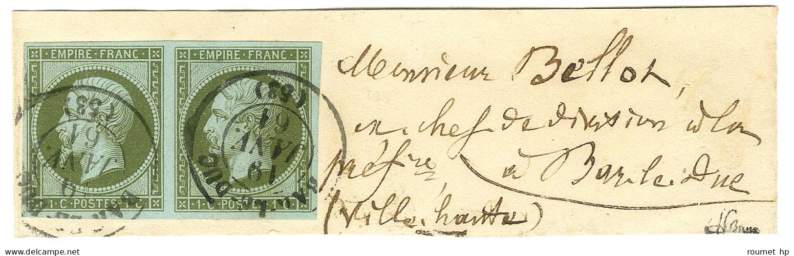 Càd T 15 BAR-LE-DUC (53) / N° 11 Paire Belles Marges Sur Bande D'imprimée Adressée Localement. 1861. - SUP. - R. - 1853-1860 Napoleon III