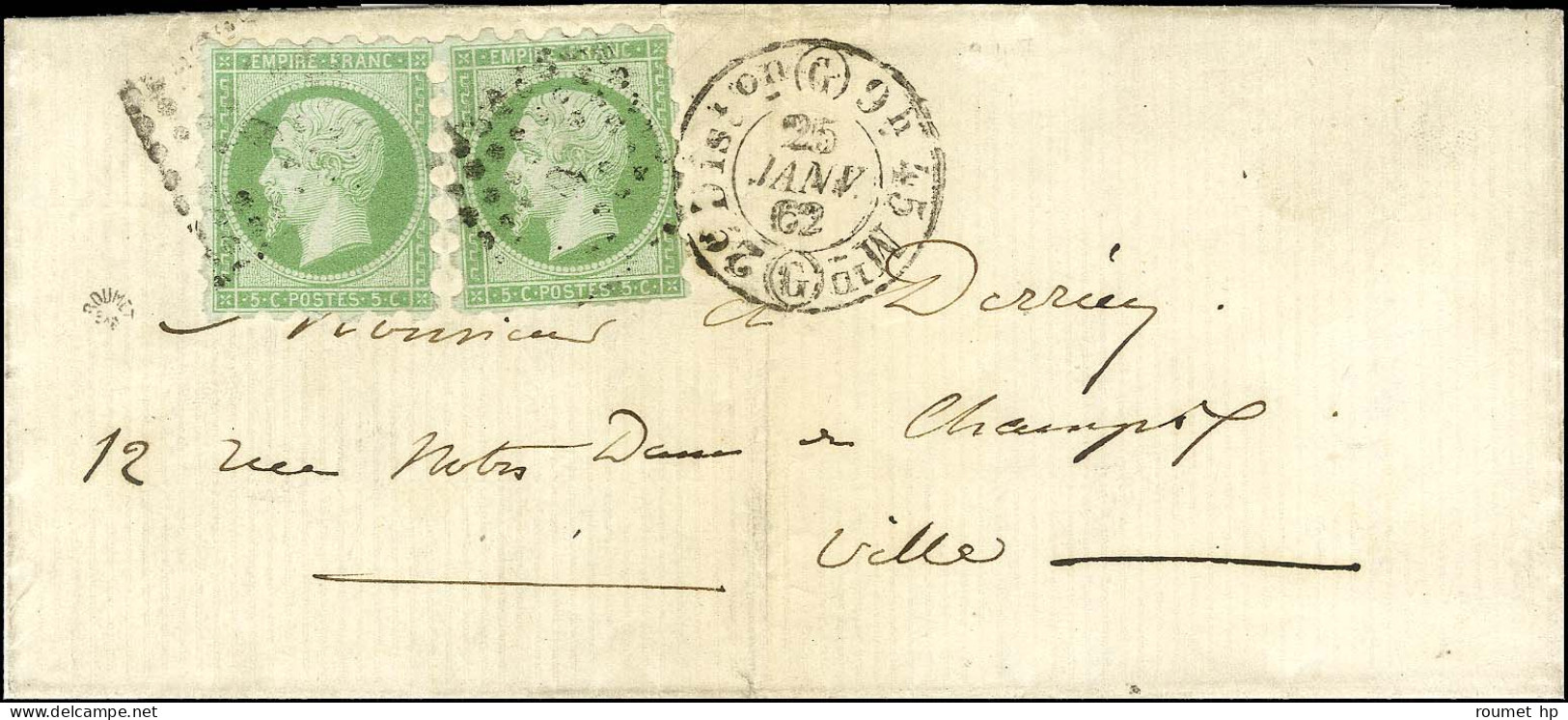 Losange G / N° 12 (2) Piquage Susse Càd De Distribution G Sur Lettre Locale. 1862. - TB / SUP. - R. - 1853-1860 Napoléon III