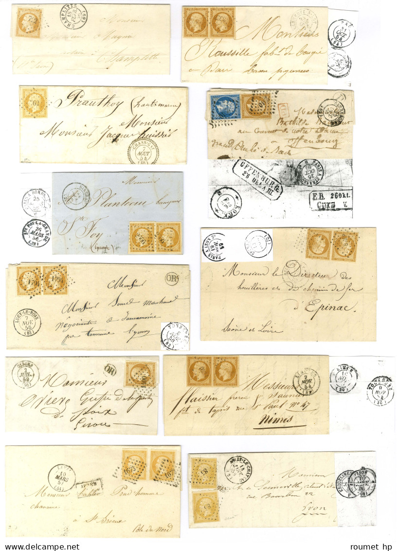 Lot De 11 Lettres Affranchies Avec N° 13 Type 1 Dont Nuances Et Paires. Pièces Choisies. - TB / SUP. - 1853-1860 Napoleon III