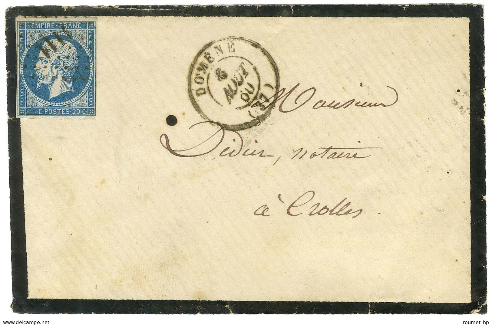 PC 1111 / N° 14 Avec Variété Chiffre 20c Complètement Absent Càd T 15 DOMENE (37) Sur Lettre Pour Crolles. 1860. - TB /  - 1853-1860 Napoléon III.