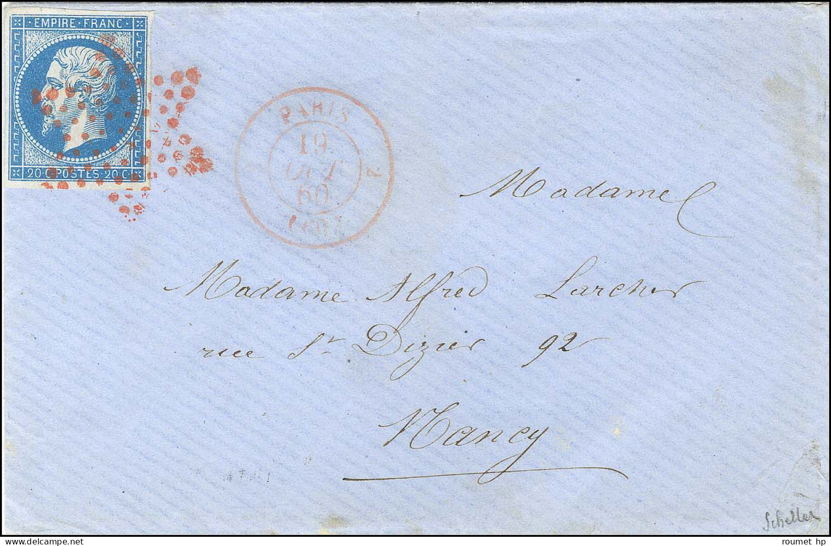 Etoile Rouge / N° 14 Belles Marges Càd Rouge PARIS (60) Sur Lettre Pour Nancy. 1830. - TB / SUP. - R. - 1853-1860 Napoléon III